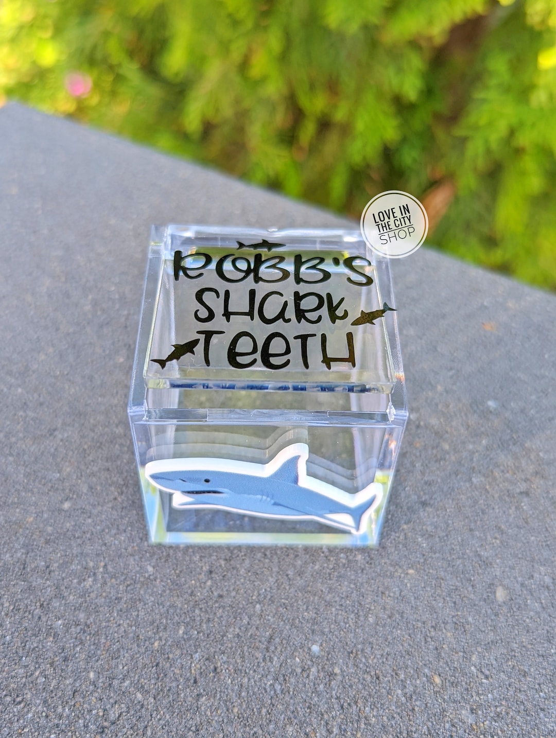 Custom Plastic Tooth Holder for Shark Teeth, Vacation Shark Keepsake
