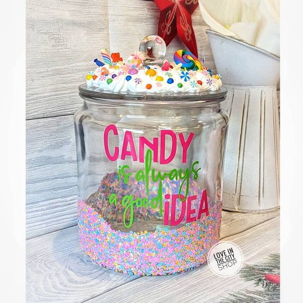 Custom candy jar, funny candy jar, Boss candy jar, fake frosting, desk candy jar, office candy jar, candy theme, receptionist candy jar