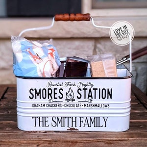 Smores station, smore caddy, camping caddy, smores container, s'mores basket, s'mores decor, camping decor, smore set, s'mores holder