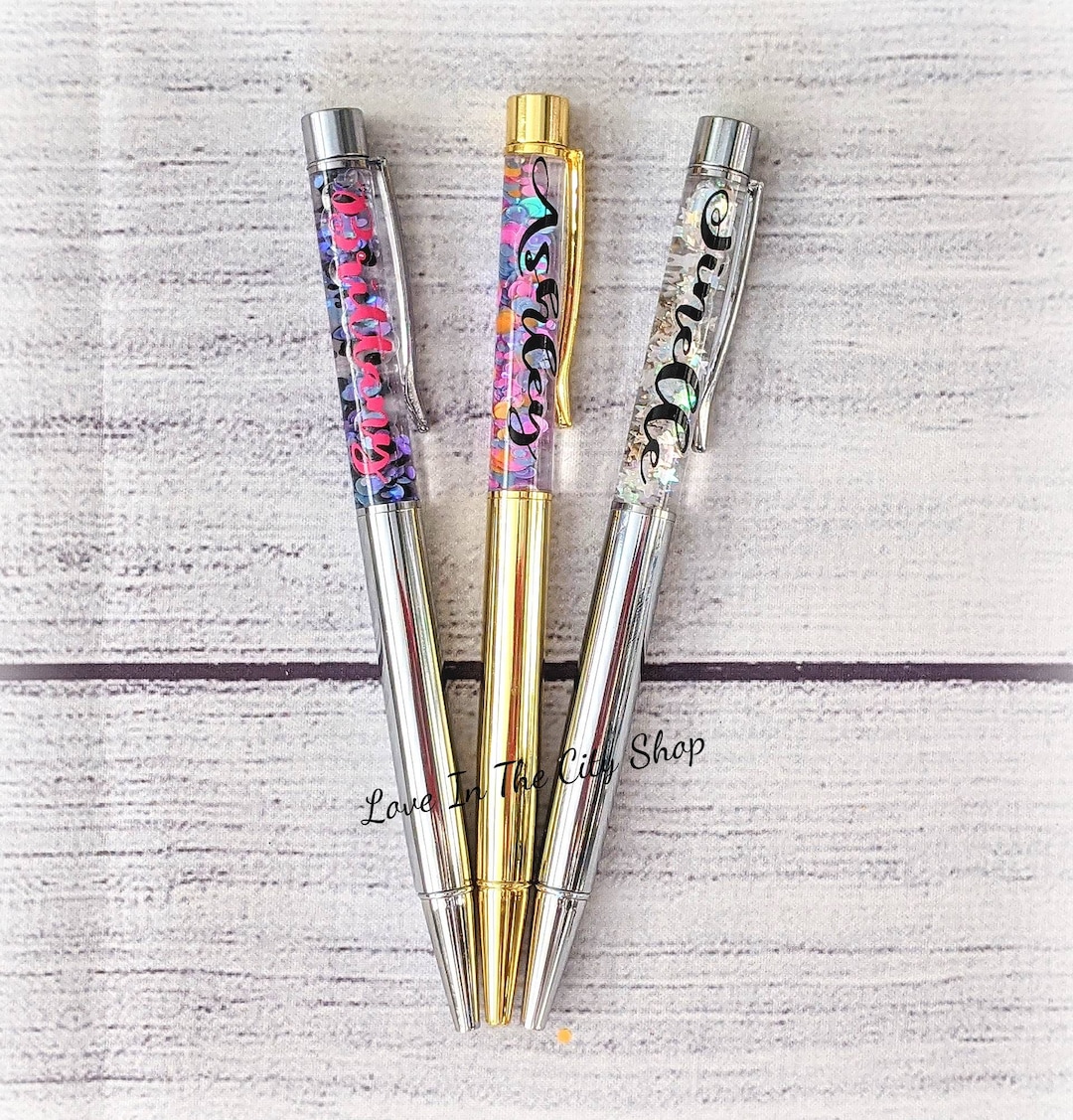 Personalized Glitter Pen, Floating Glitter Pens, Bachelorette Favors,  Bridal Favors, Custom Pen, Boss Pen, Name Pen, Custom Nurse Pen, Black 