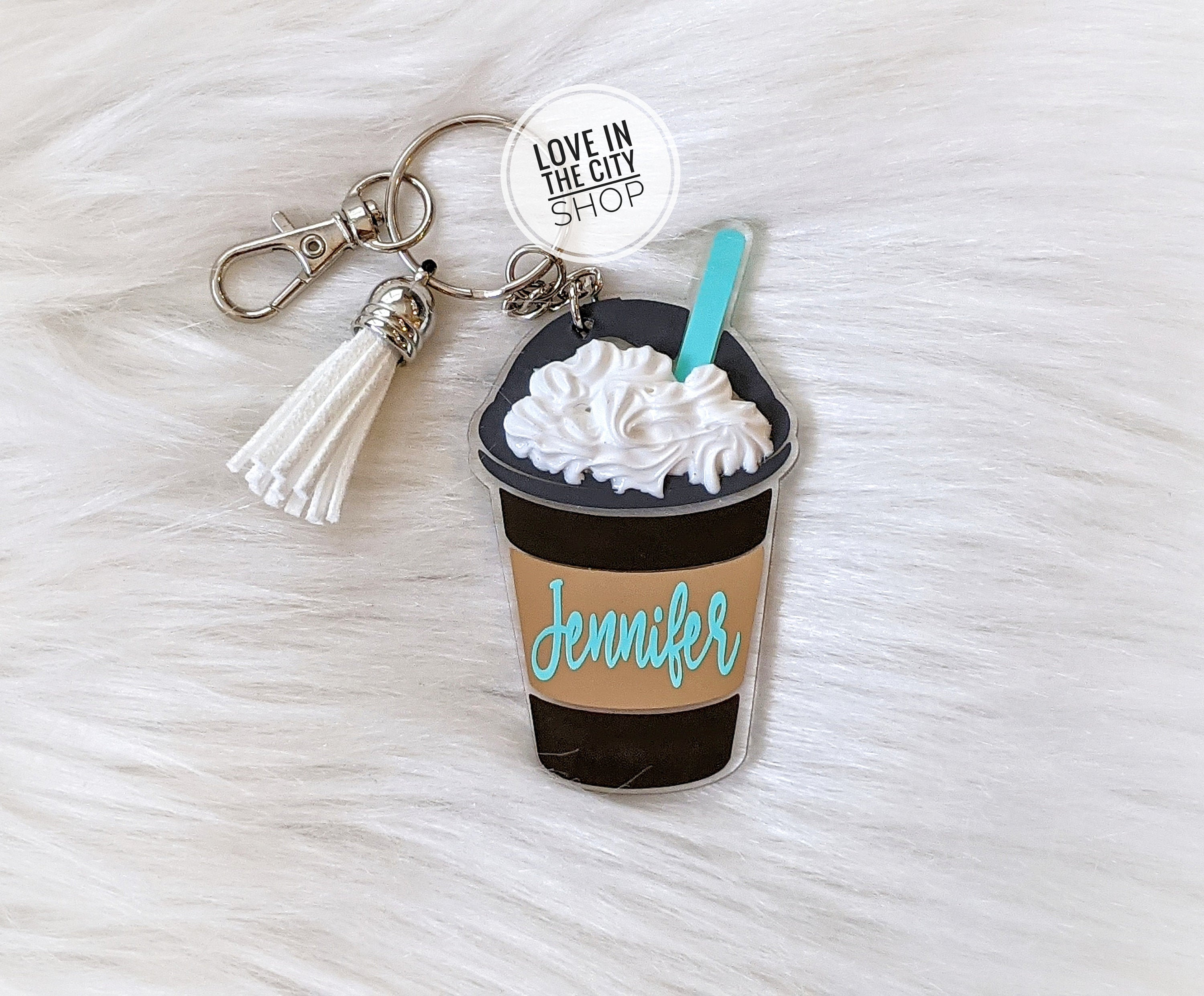 Coffee Keychain Custom Keychain Iced Coffee Keychain Coffee Etsy UK