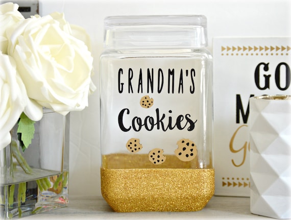 Personalized Glass Cookie Jar for Grandma, Airtight Cookie Container for  Pantry, Custom Nana Baking Jar, Modern Cookie Holder for Counter 