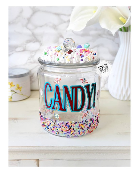 Personalized Large Glass Candy Jar With Lid Office 