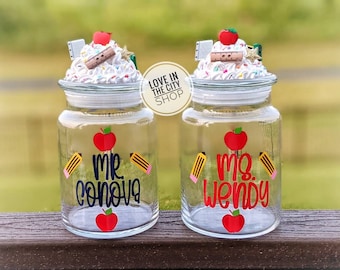 Teacher candy jar, daycare worker gift, Principal candy jar, gift for teacher, teach candy jar, kindergarten teacher gift, preschool teacher