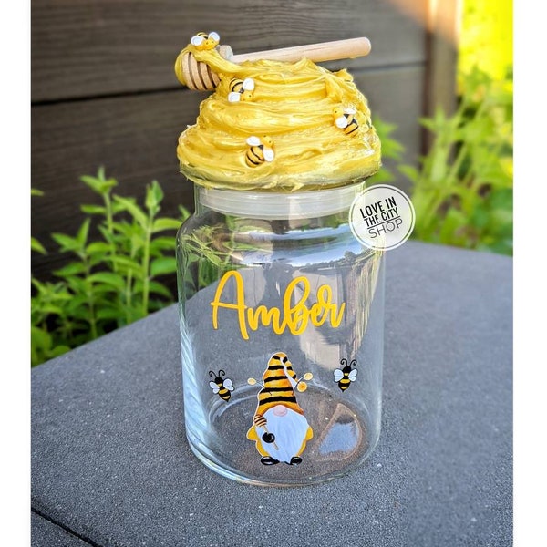 Bumblebee gift, bee theme, bee candy jar, office candy jar, custom candy jar, beehive gift, custom bee gift, friend candy jar, candy jar