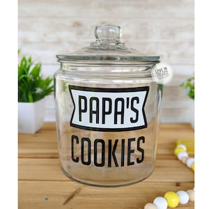 Grandpa Cookie Jar, Custom Cookie Jar, papa cookie jar, grampy cookie jar, Glass Cookie Jar, Personalized cookie jar, future grandpa gift
