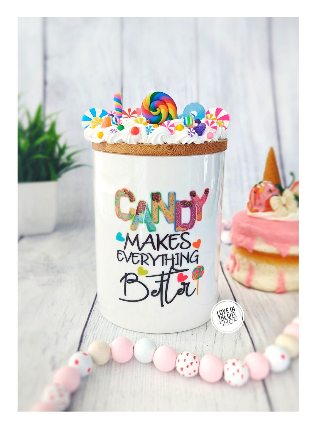 Custom Ceramic Candy Jar With Lid, Motivational Gift, Custom Candy Jar