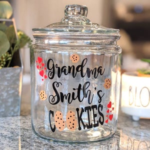 Grandma Cookie Jar, Custom Cookie Jar, granny cookie jar, Glass Cookie Jar, Personalized cookie jar, grammy cookie jar, great grandma jar