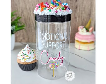 Plastic Candy Jar for Emotional Support, fake frosting, food decor kitchen storage, chocolate jar gift, office candy container, candy party