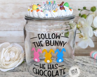 Easter Bunny Cookie Jar, Easter cookie jar, Easter candy jar, fake frosting topper, fake food decor, office candy jar, Family cookie jar