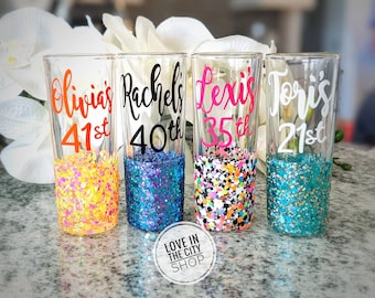 21st Birthday shot glass, 30th birthday shot glass, 40th shot glass, birthday shot glass, mermaid shot glass, personalized shot glass