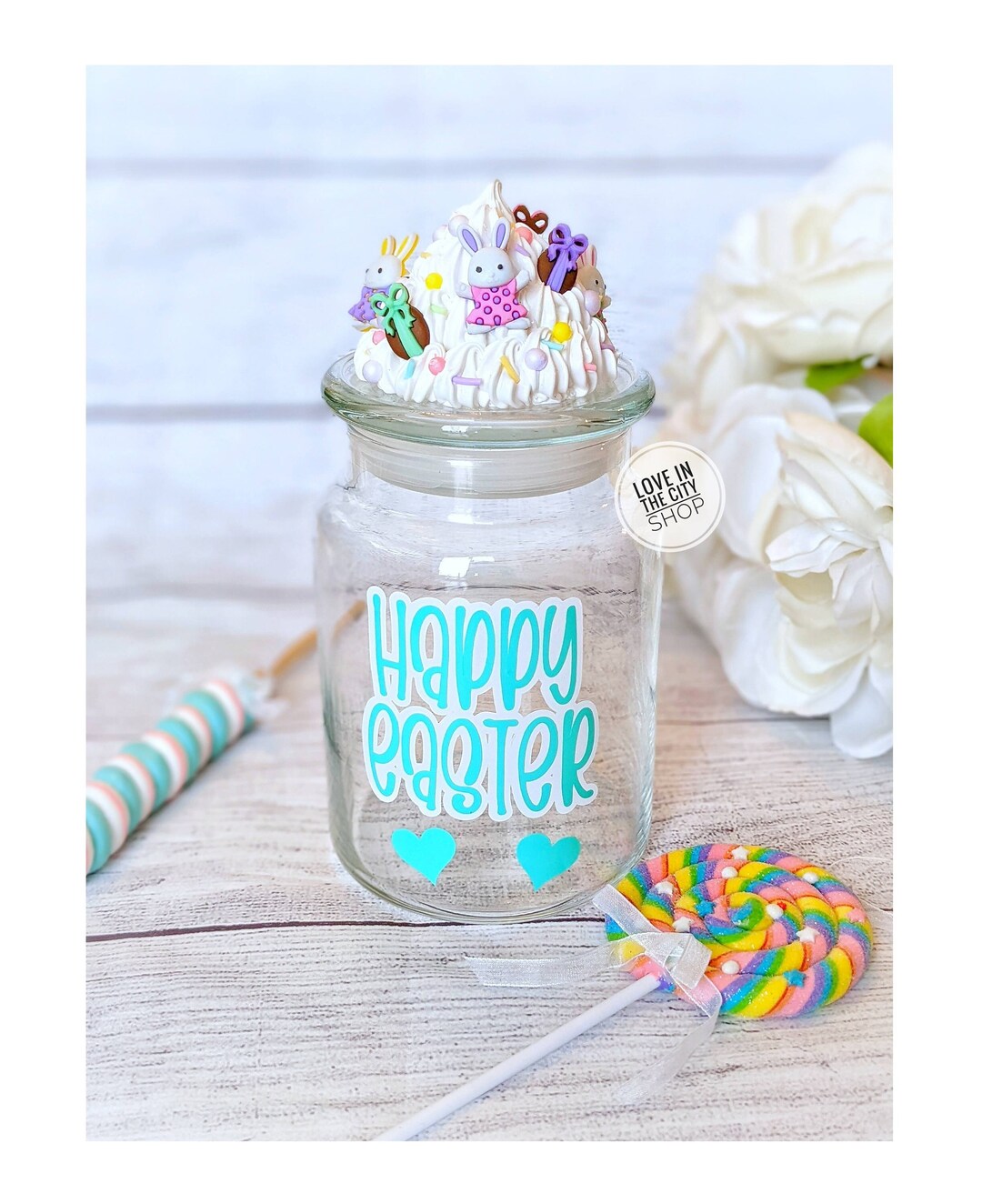 Easter Candy Jar, Easter Cookie Jar, Easter Jar, Easter Bunny