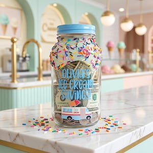 Ice cream truck bank, ice cream bank, ice cream savings, summer bank, summer savings, chores bank, chores savings, chores money, kid bank
