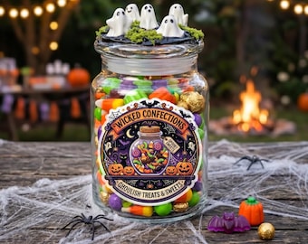 Witch Cauldron Candy Jar, Ghost Halloween Tiered Tray Decor, Trick or Treat Candy Centerpiece, Wizard Party Favors, Gothic Wedding Decor