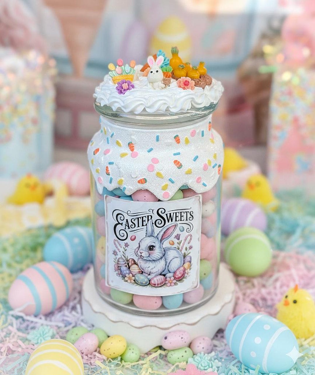 Spring Candy Containers Easter Candy Jar With Decorated Lid - Spring Treat Container, Bunny ...