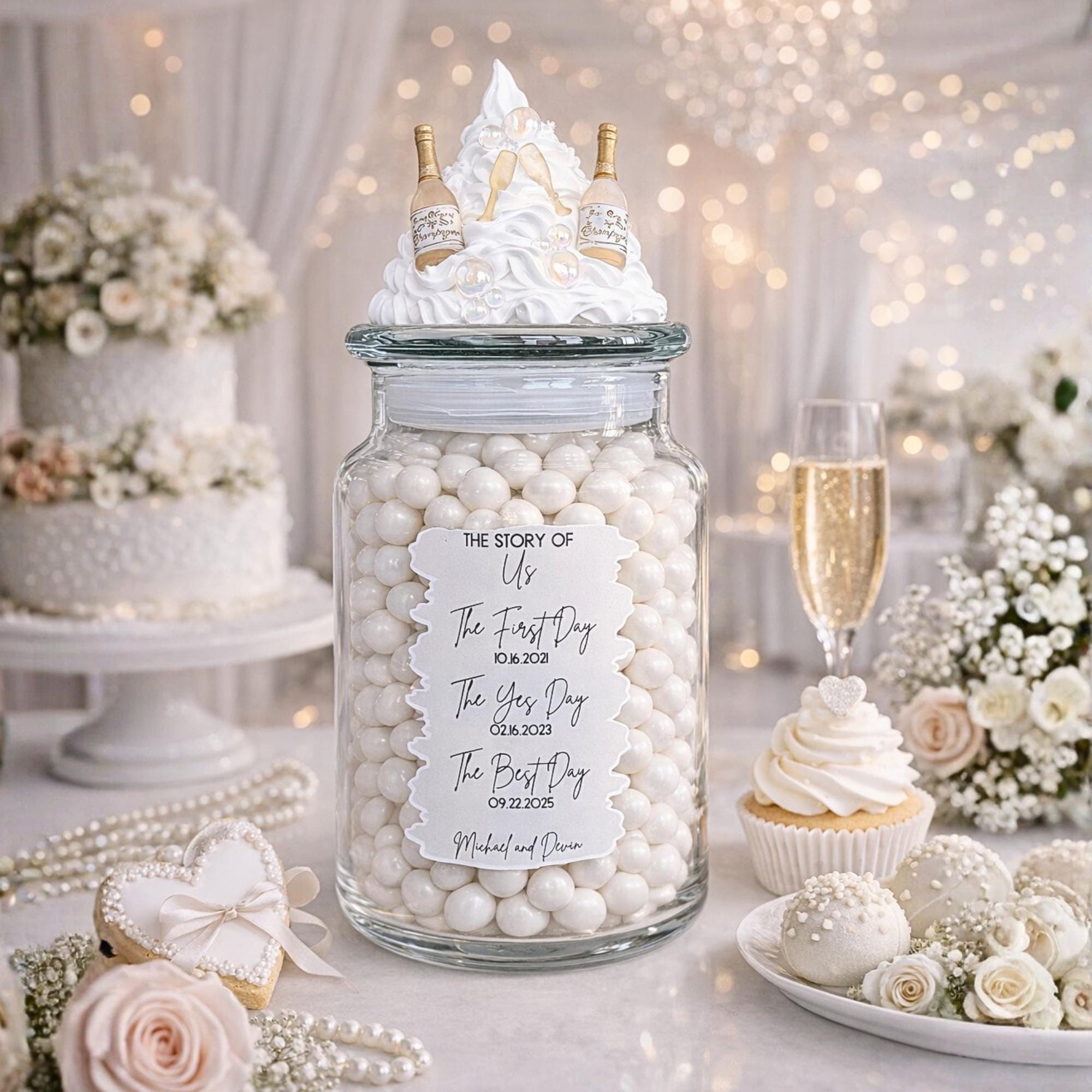 Glass Wedding Candy Jar