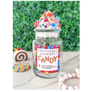 Motivational candy jar with lid, candy station jar for snacks, Freeze Dried Candy Holder, Birthday Sprinkles Lollipop, boss retirement gift