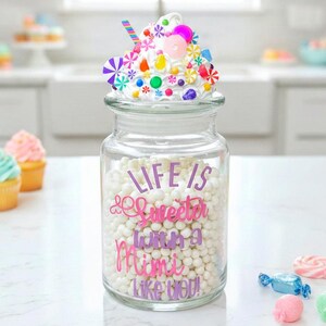 Personalized Grandma Candy Jar with lid, Mimi sweets jar for treats, Office Snack Jar for nuts, New Grammy Gift from Grandkids, Hard Candy
