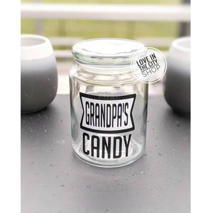 Personalized Glass Grandpa candy jar, Jar for snacks, pantry storage jar, custom candy holder, dad office candy jar, cookie container