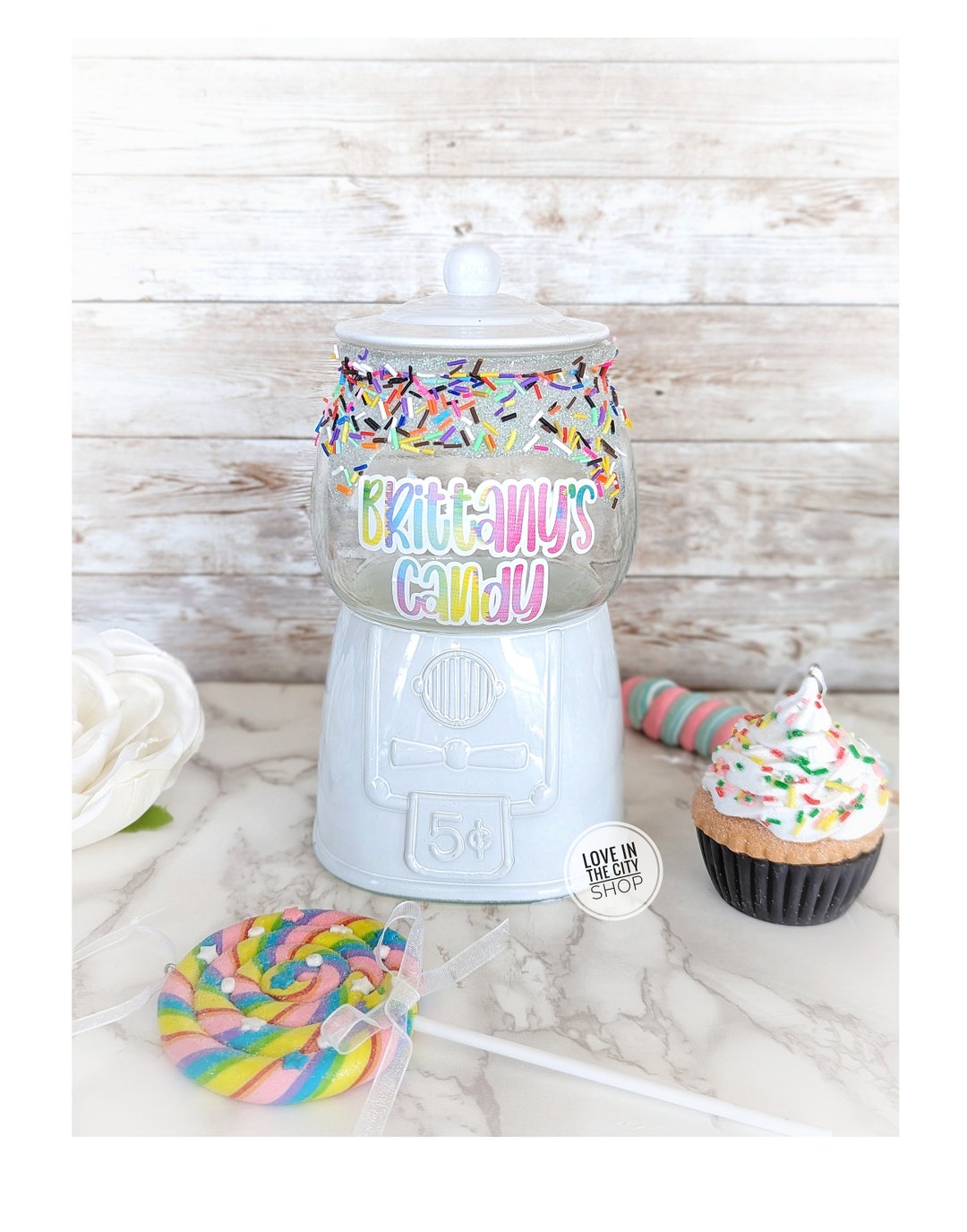 Kids Candy Jar, Sprinkles Candy Jar, Desk Candy Jar, Custom Candy Jar