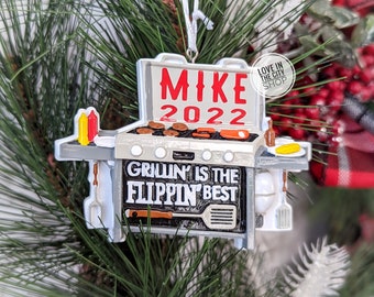 Grill ornament, man ornament, Cook ornament, Steak ornament, Cooking ornament, custom Ornament, name ornament, dad ornament, griller gift