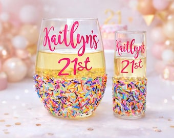 Wine Glass Gift Set, 21st Birthday wine glass, 30th birthday wine glass, 40th wine glass, birthday wine glass, personalized wine glass