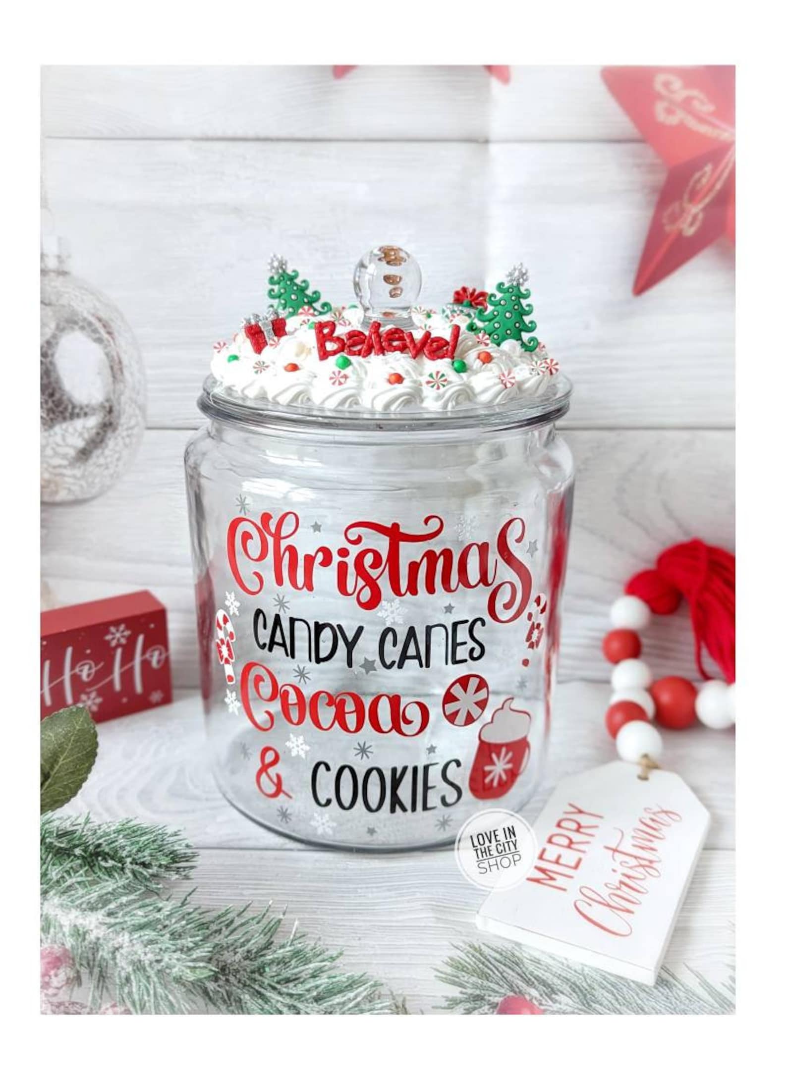 Christmas Cookie Jar Holiday Cookie Jar Gingerbread Cookie Etsy