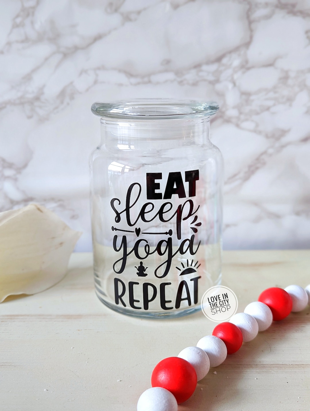 Yoga Snack Jar With Lid, Glass Candy Jar, Yoga Studio Decor, Yoga Instructor Gift, Custom Yoga