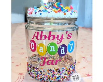 Personalized Glass Candy Jar, Office Candy Jar, candy bowl, Glass Treats Container, Custom candy theme jar, Candy Display, Party Candy Jar