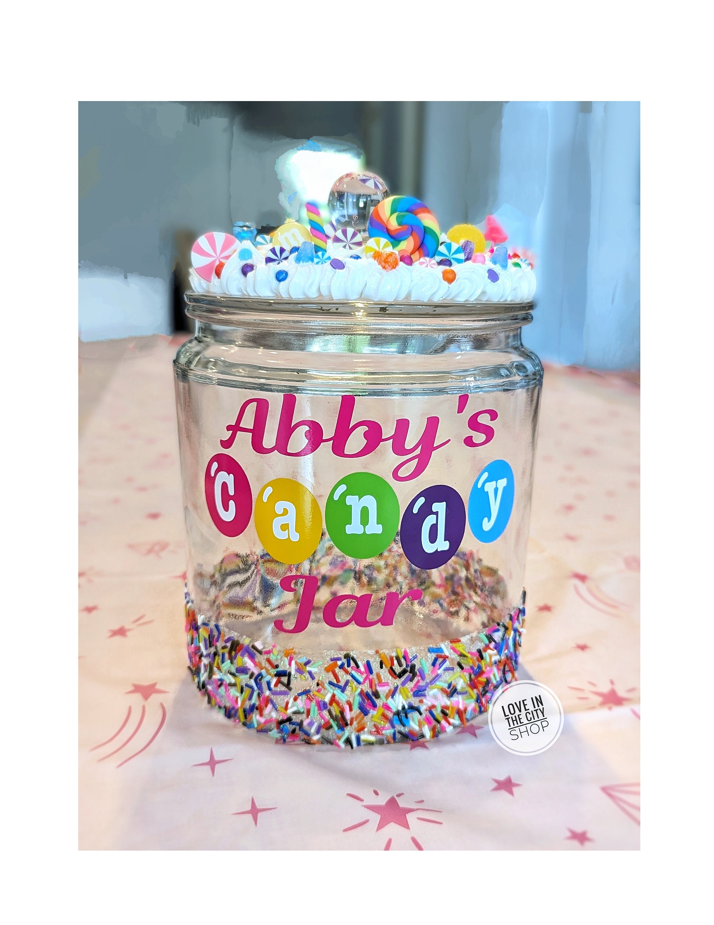 Personalized Large Glass Candy Jar With Lid, Office Receptionist