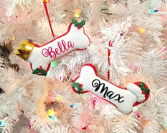 Dog ornament, custom dog ornament, dog bone ornament, dog gift, new dog gift, custom ornament, rescue dog gift, custom Christmas ornament
