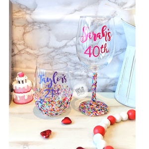 21st Birthday wine glass, 30th birthday wine glass, 40th wine glass, birthday wine glass, mermaid theme glass, personalized wine glass