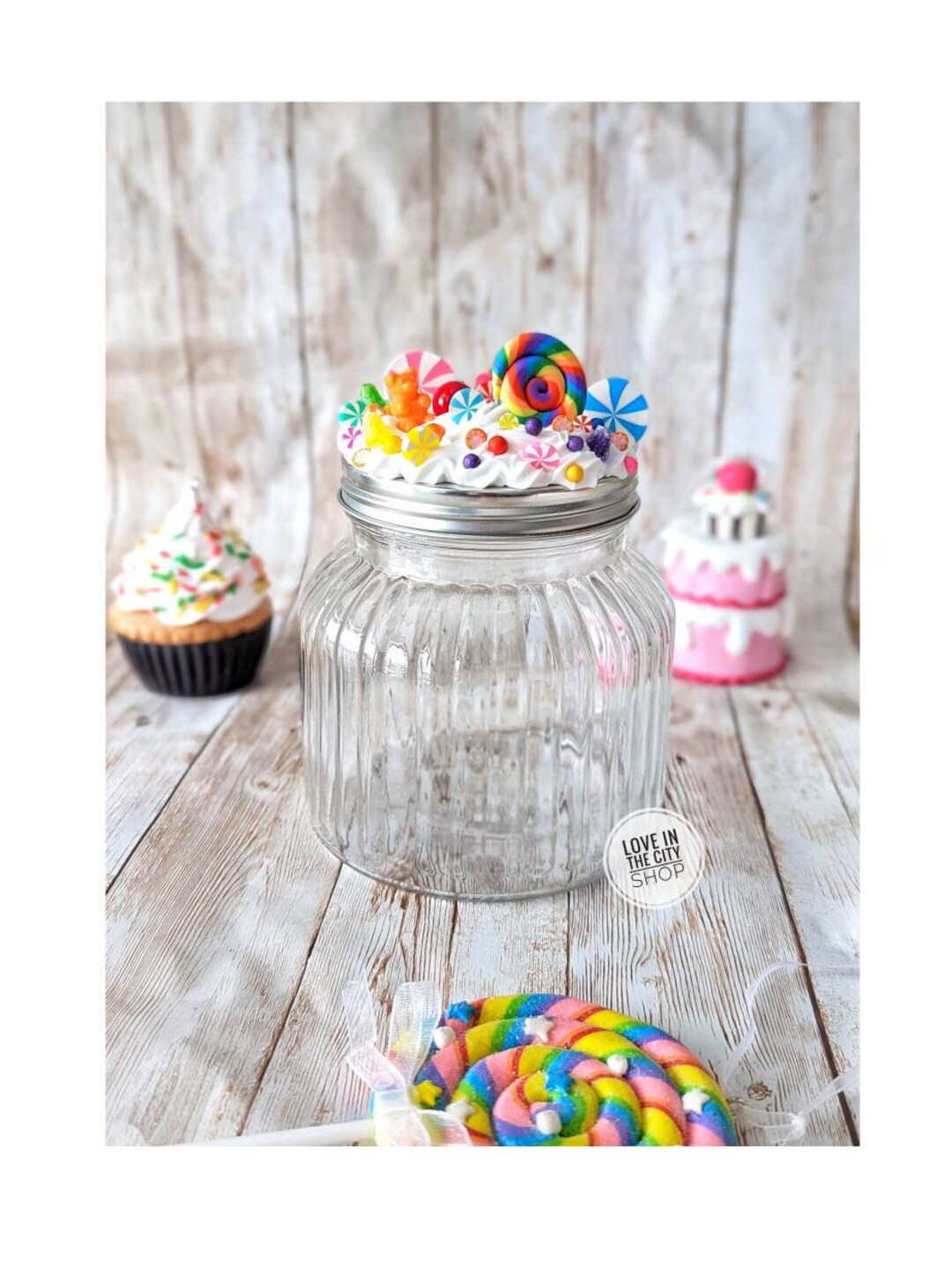 personalized large glass candy jar with lid, Office receptionist candy jar,  candy theme birthday party dessert display, boss candy jar