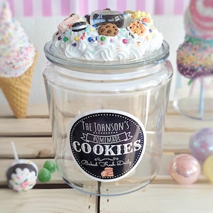 Personalized Cookie Jar with Lid, Custom Biscuit and Cookie Canister for Kitchen Storage, baking gift for grandma, New Home Cookie Jar, Bake