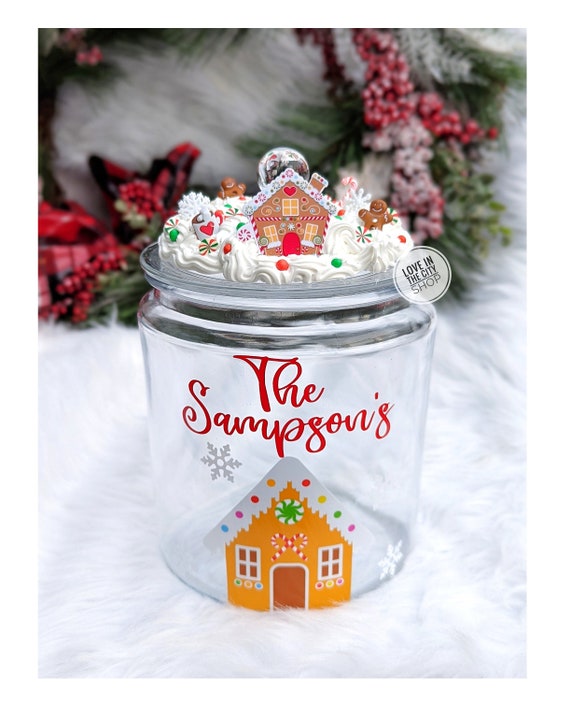 Christmas Candy Jar with Cute Lids, Glass Candy Jars, Candy Buffet  Containers,Cookie Jars for Christmas Decoration