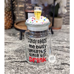 Funny alcohol gift for 21st birthday, custom office candy jar, beer gift for bartender, bar theme decor, snack jar for desk, drinking jar