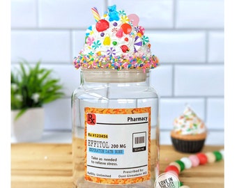Funny label candy jar with lid, therapist gift, psychiatrist gift, boss candy jar, office candy, sweets jar, personalized office candy jar