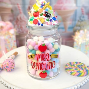 Teacher candy jar, daycare worker gift, Principal candy jar, kindergarten teacher gift, preschool teacher, front office desk decor, sweet