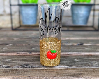 Teacher shot glass, teaching shot glass, teacher graduate gift, teacher retirement gift, glitter shot glass, birthday shot glass, teach gift