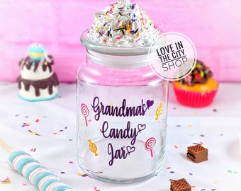 Grandma candy jar, personalized grandma gift, grandma birthday gift, great grandma custom gift, faux frosting, grammy candy jar, nana gift