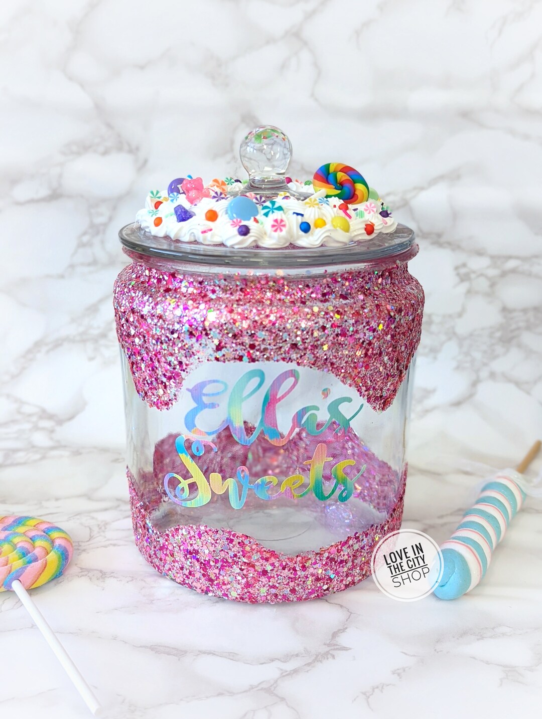 Custom Candy Jar, Custom Cookie Jar, Frosting Topper, Fake Frosting