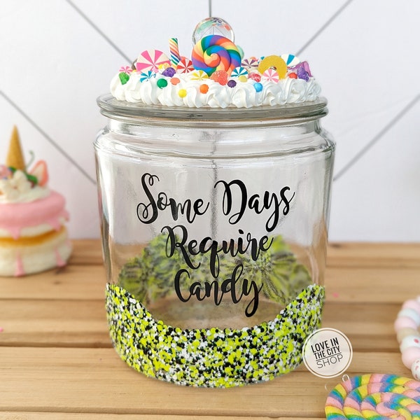 Personalized funny glass candy jar with lid, fake food decor, candy container, occupational therapist gift, teacher candy jar desk decor