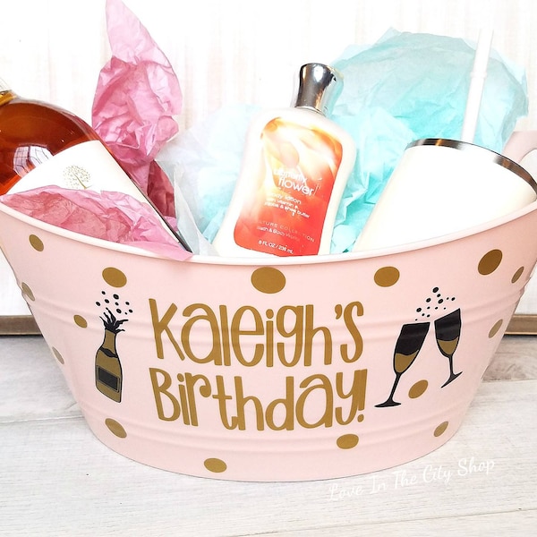 Birthday gift basket, bride gift basket, Birthday Container, personalized gift basket, custom gift basket, Engagement gift basket