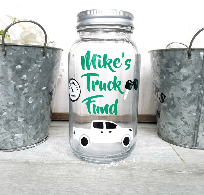 Truck funds, Truck bank, Truck savings jar, new Truck fund, adult bank, custom car fund, SUV bank, sports Truck fund, savings jar for car image 1