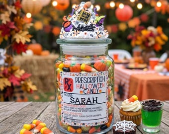 Halloween Candy Jar for Party Centerpiece, Funny Office Candy Holder for Halloween Chocolate, Fall Theme Treat Display Jar, Witch Home Decor