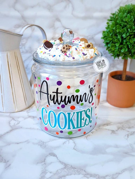 Personalized Glass Cookie Jar for Grandma, Airtight Cookie