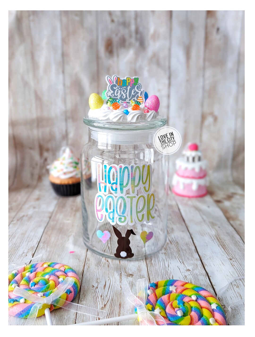 Easter Candy Jar, Easter Cookie Jar, Easter Jar, Easter Bunny, Girl
