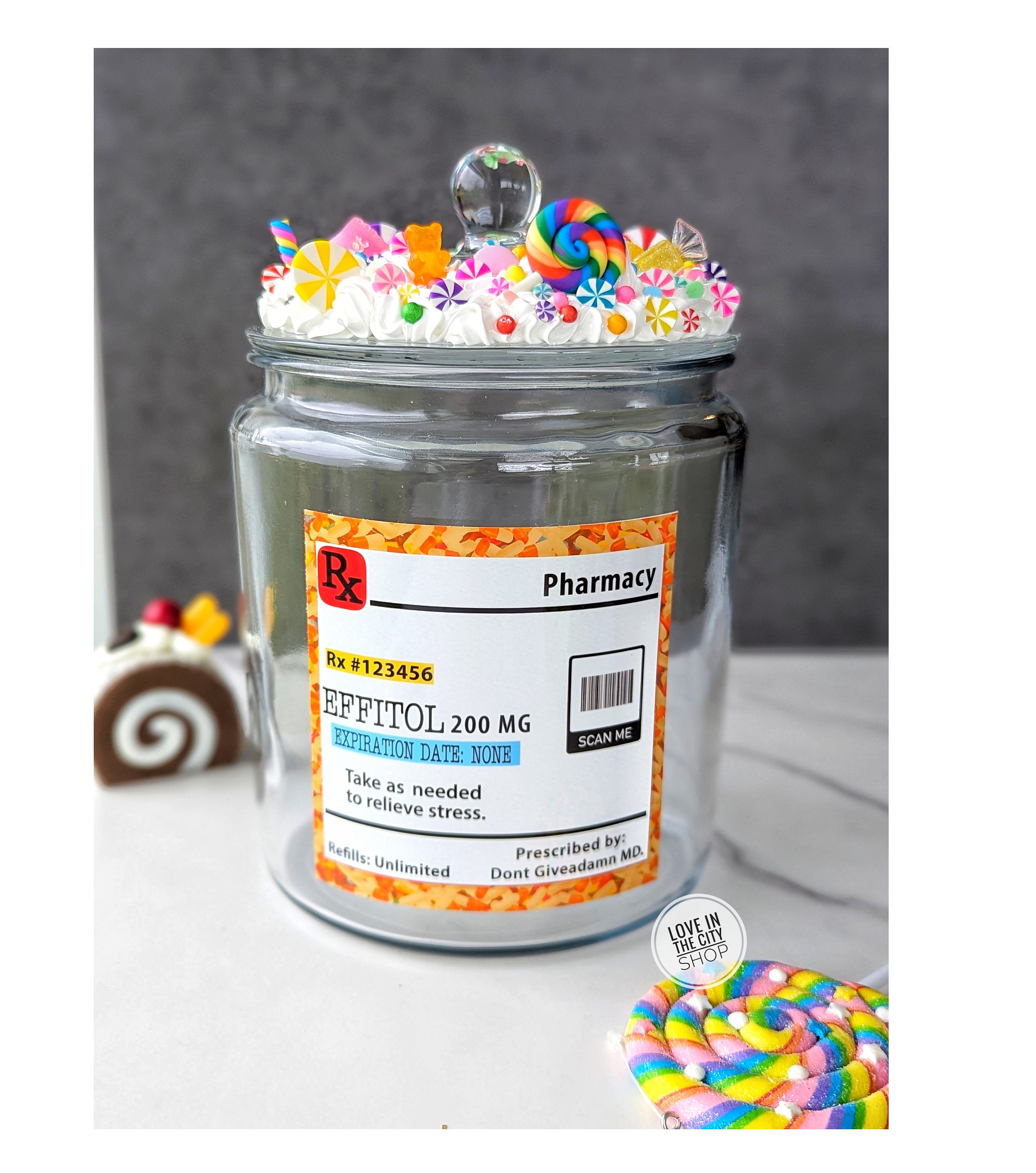Personalized Funny Glass Candy Jar for Emotional Support, Custom Office Candy  Jar With Whipped Cream Lid, Large Glass Candy Jar for Display 