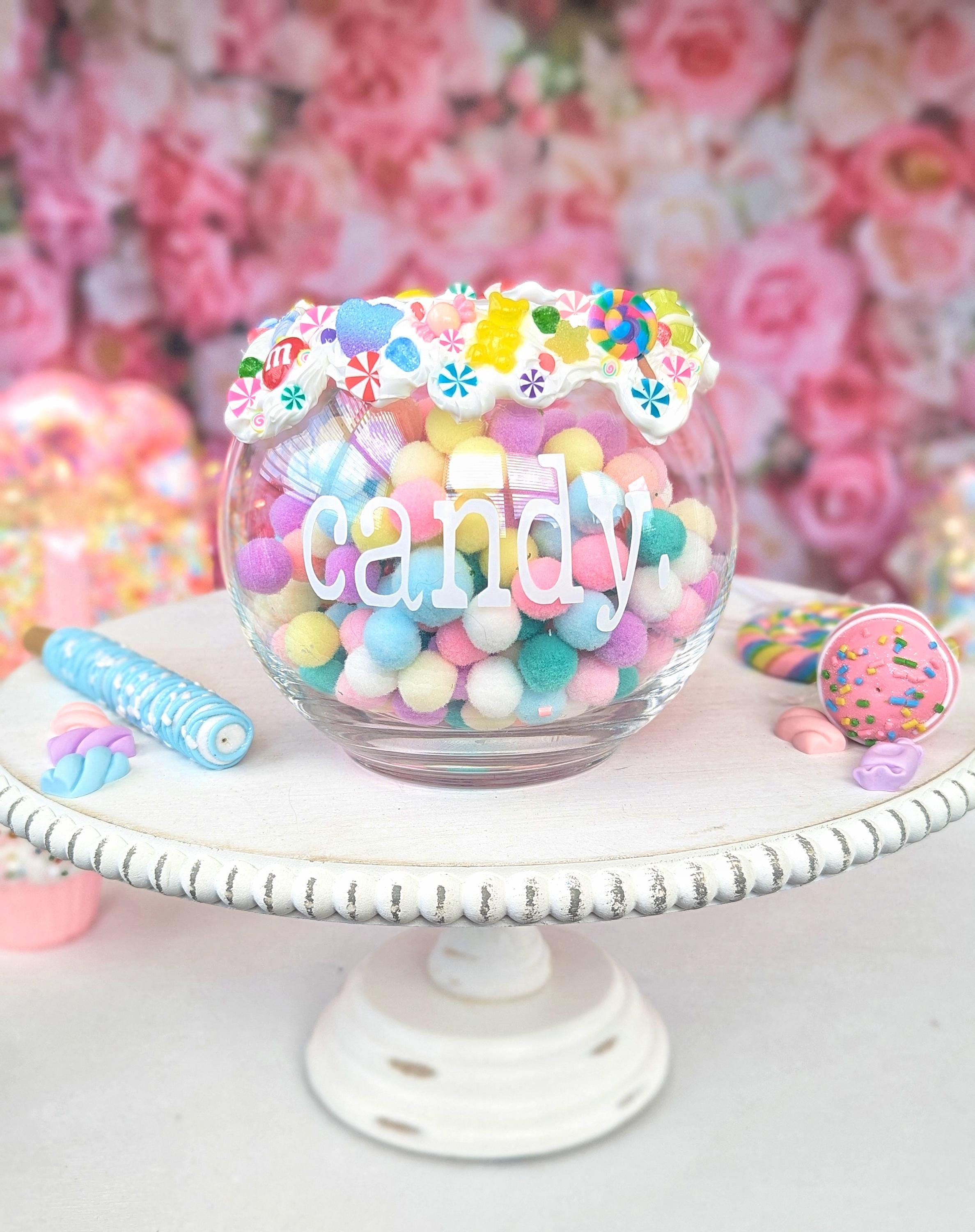 Personalized glass candy bowl, Chocolate bowl, office candy jar, receptionist candy bowl, Candy Theme party, Teacher Candy jar