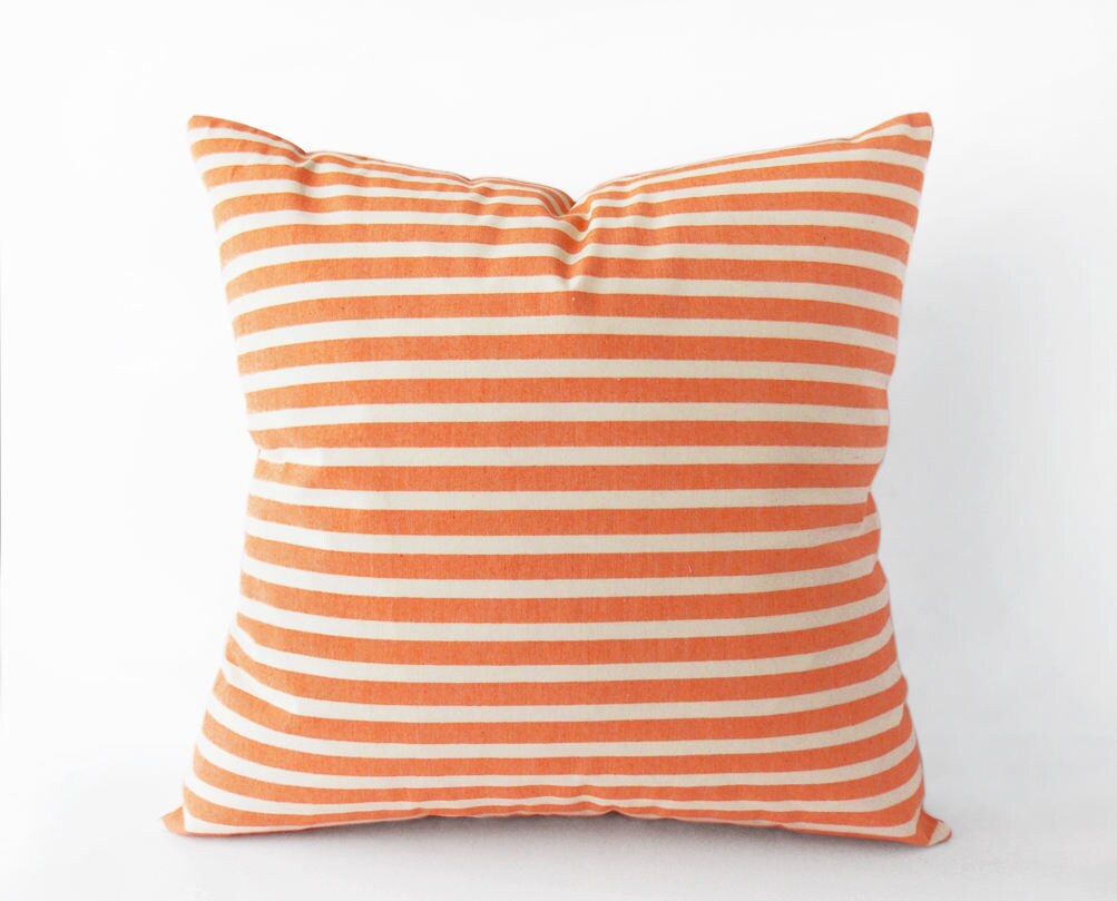 Striped orange pillow cover in 16x16 inches 18x18 inches Etsy